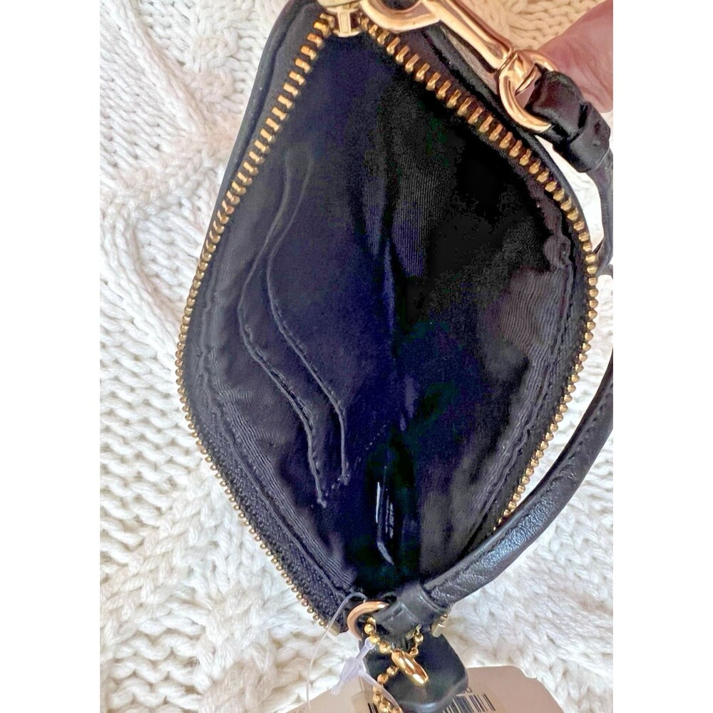 Coach Violet Black Signature Canvas Coated Small Zip Wristlet 52436B New - Picture 4 of 5